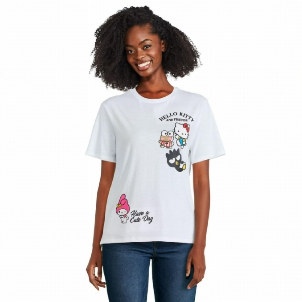🌷Sanrio White Hello Kitty & Friends Graphic Short Sleeve Tee🌷size:L